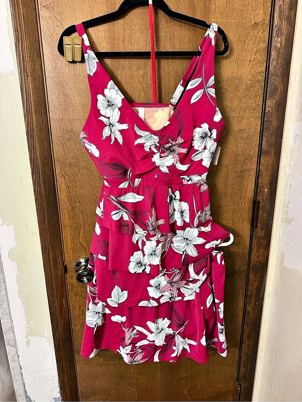 Swim by Cacique 16/18 2 pc Floral Swim Set Pink & White Small NWT